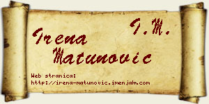 Irena Matunović vizit kartica